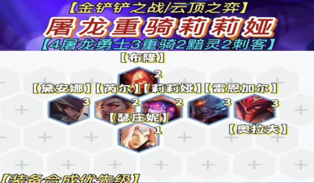 金铲铲之战屠龙重骑莉莉娅全新冷门上分思路1