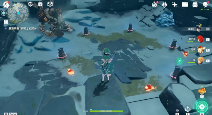 原神雪山四个火仙灵怎么点1