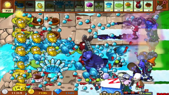 植物大战僵尸杂交版冰瓜香蒲的第二关怎么打1