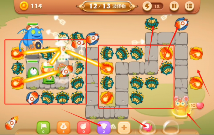 保卫萝卜3集市篇第五十四关怎么过2