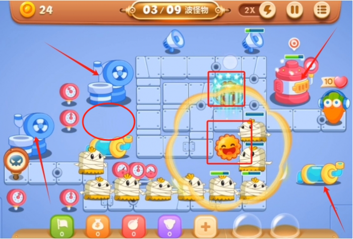 保卫萝卜3工厂第七关怎么过_保卫萝卜3工厂第7关攻略图解