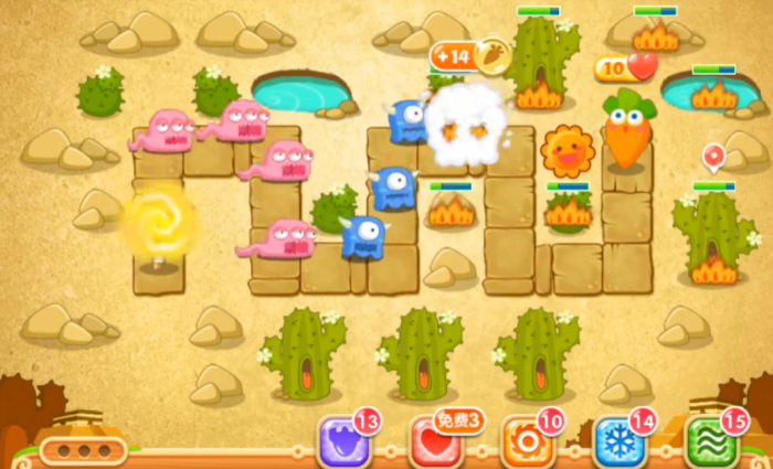 保卫萝卜2第66关怎么过1