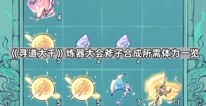 寻道大千炼器大会斧子合成所需体力一览