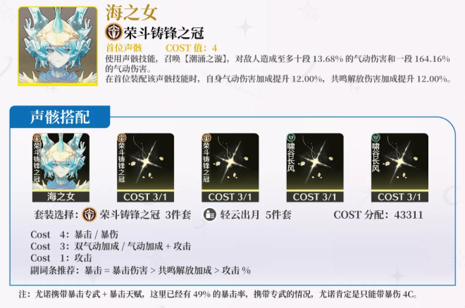 鸣潮尤诺声骸怎么搭配3