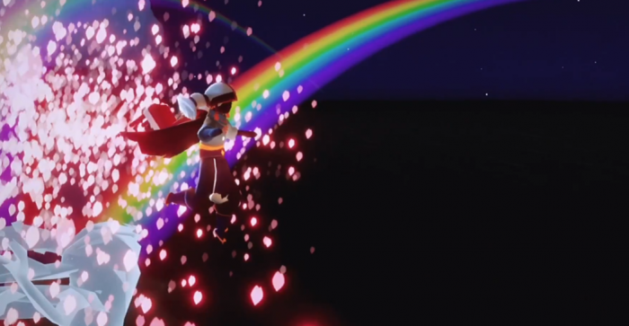 光遇怎么在樱花树下放彩虹1