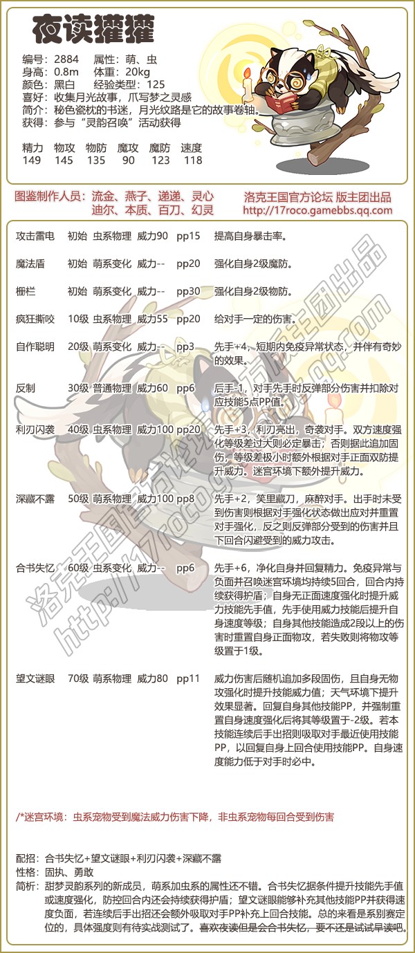 洛克王国夜读獾獾技能表1