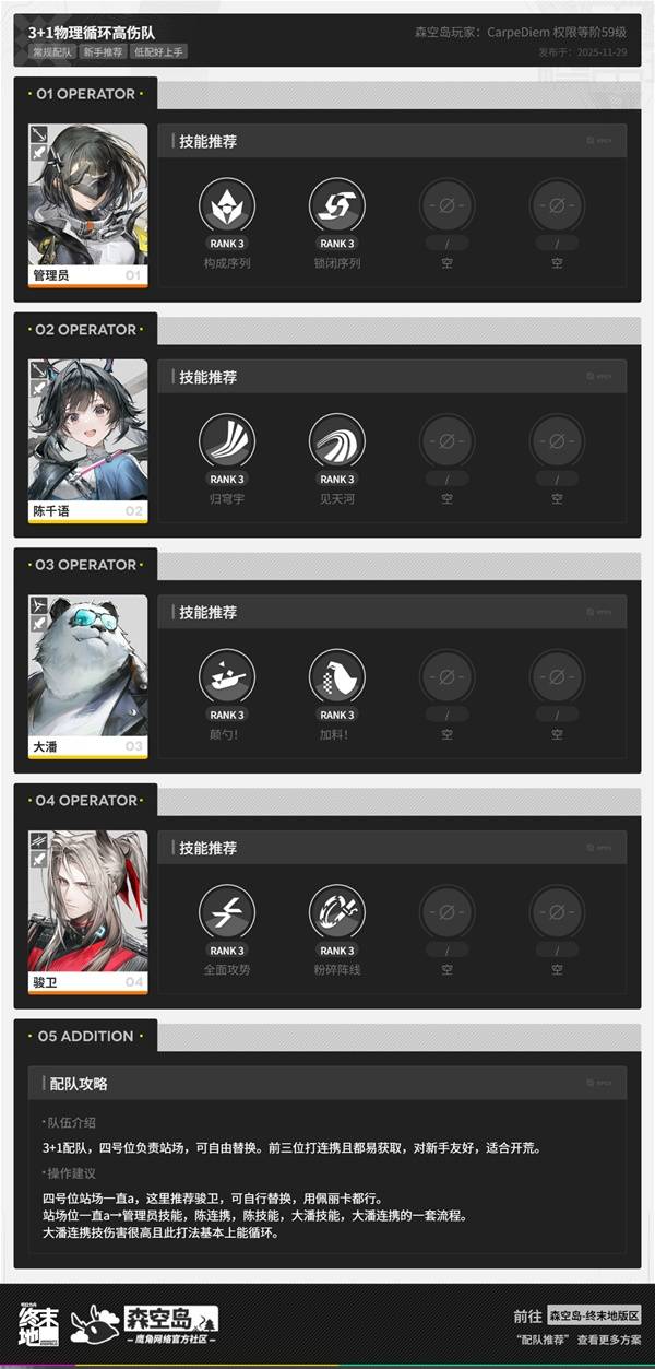 明日方舟终末地三测物理循环高伤队配队攻略1