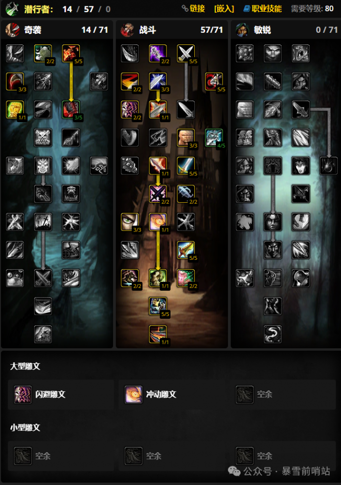 魔兽世界时光服盗贼练级天赋雕文推荐1