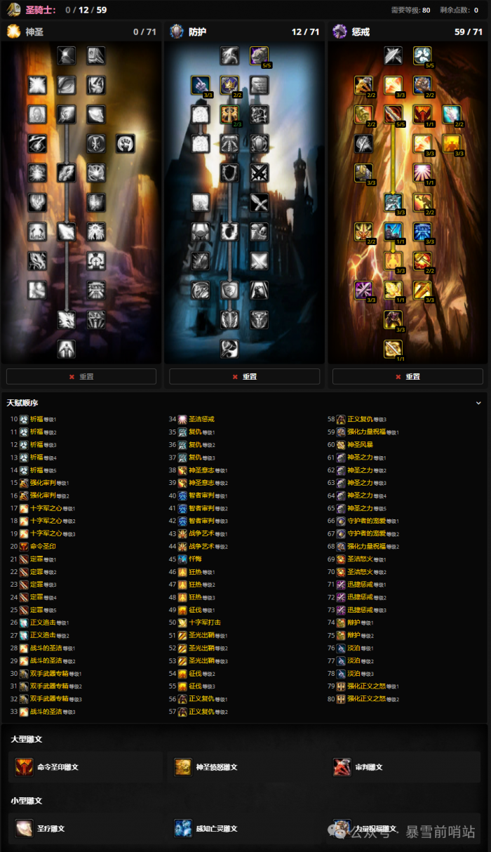 魔兽世界时光服圣骑士练级天赋雕文推荐1