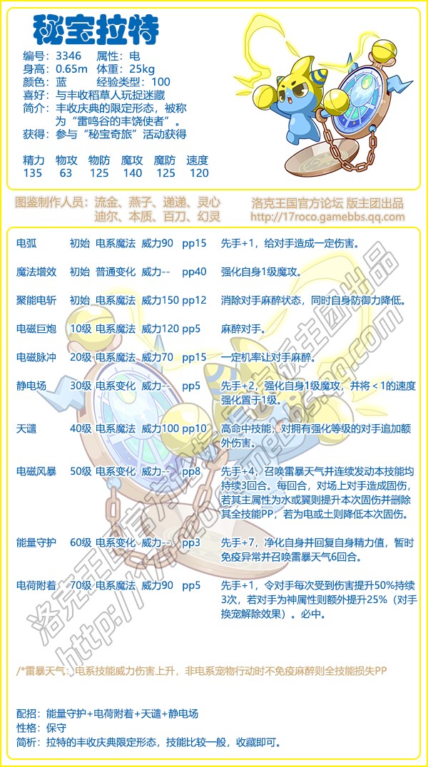 洛克王国秘宝拉特技能搭配1