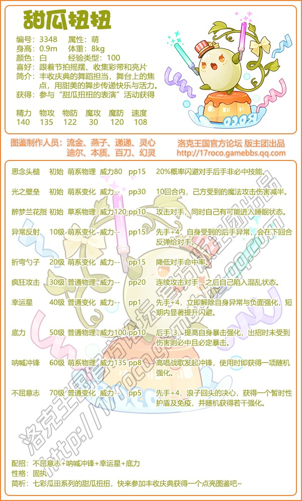 洛克王国甜瓜扭扭性格推荐1
