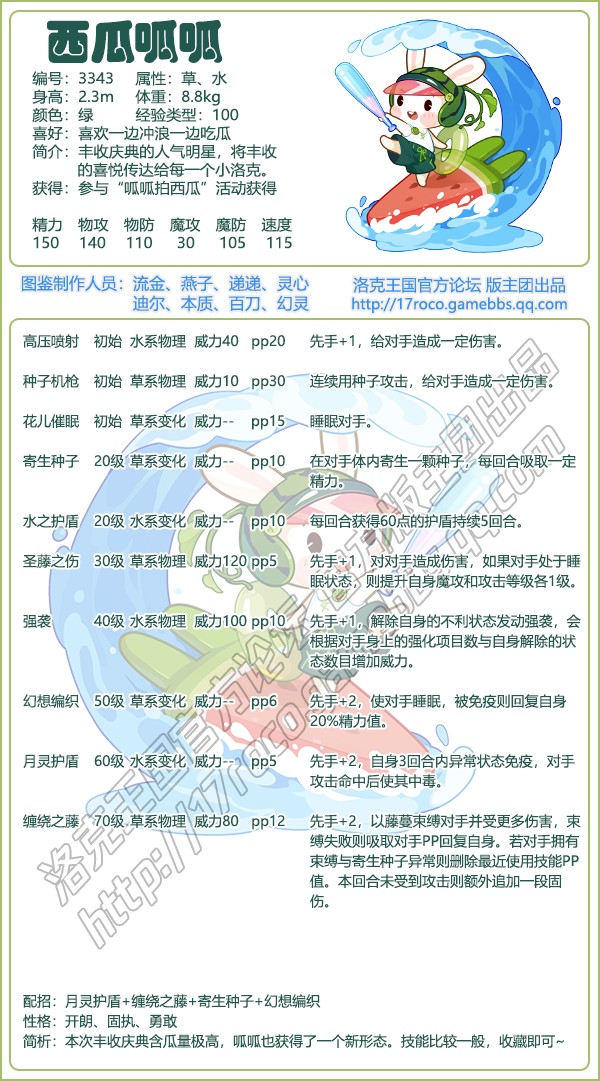 洛克王国西瓜呱呱性格推荐1