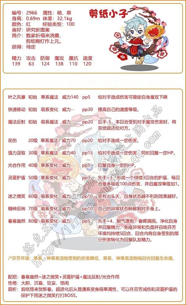 洛克王国剪纸小子怎么配招1