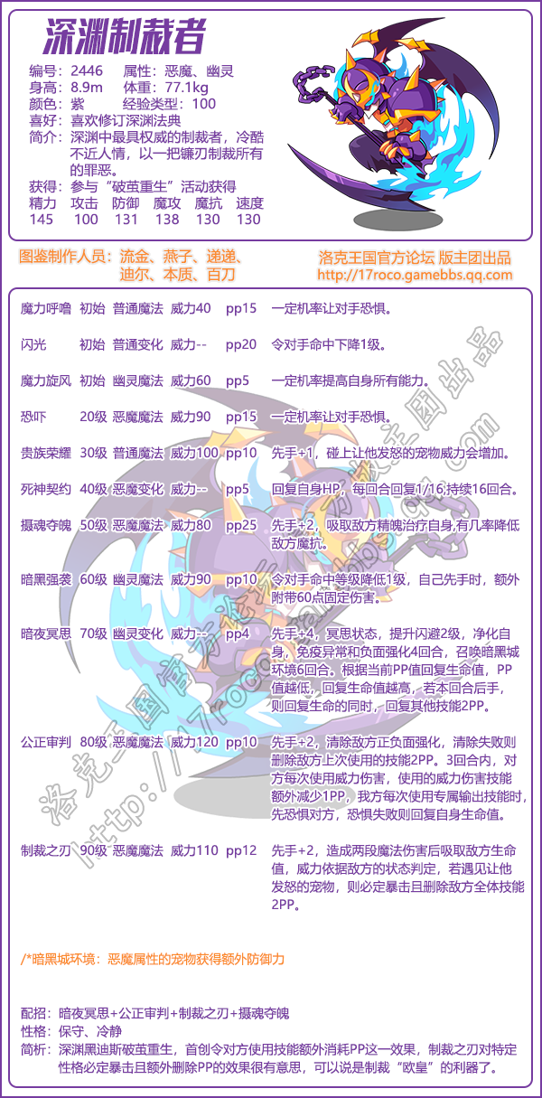 洛克王国深渊制裁者技能表1