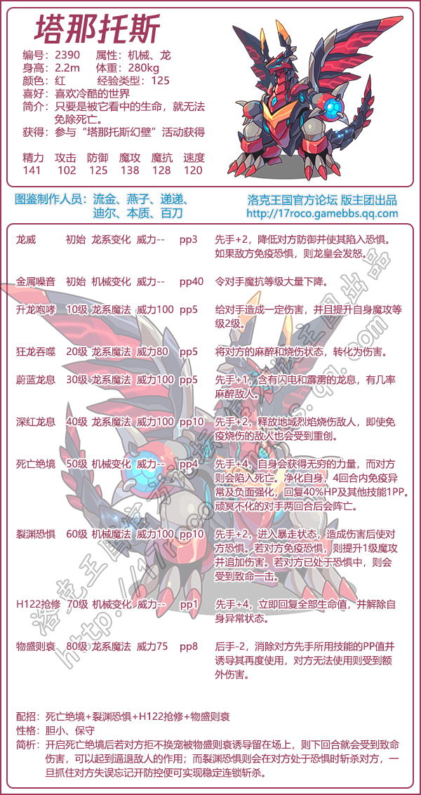 洛克王国塔那托斯性格_洛克王国塔那托斯技能配招