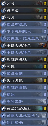 《炉石传说》暗影崛起钩牙贼卡组介绍1