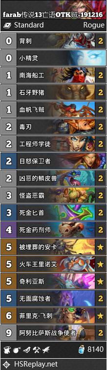 《炉石传说》巨龙降临亡语OTK贼卡组构筑1