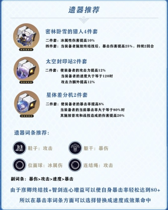 崩坏星穹铁道彦卿培养一图流6