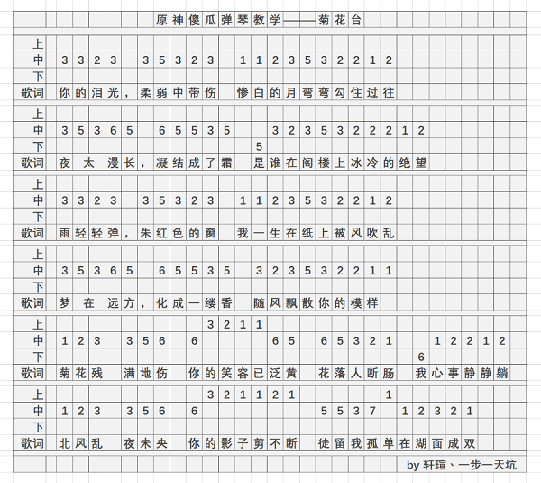 原神菊花台琴谱是什么2