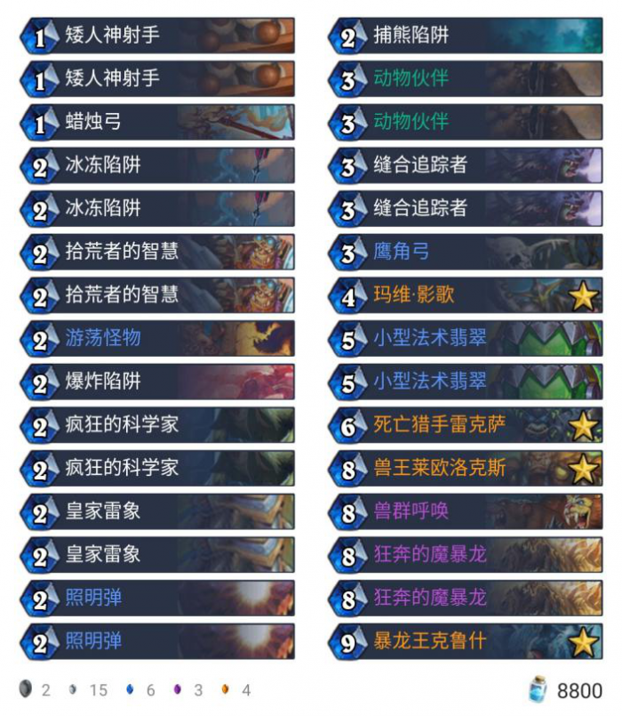 《炉石传说》外域的灰烬兽王猎卡组构筑1