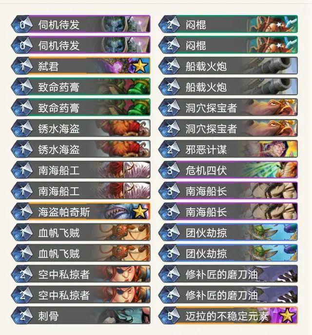 《炉石传说》外域的灰烬狂野海军贼卡组构筑1