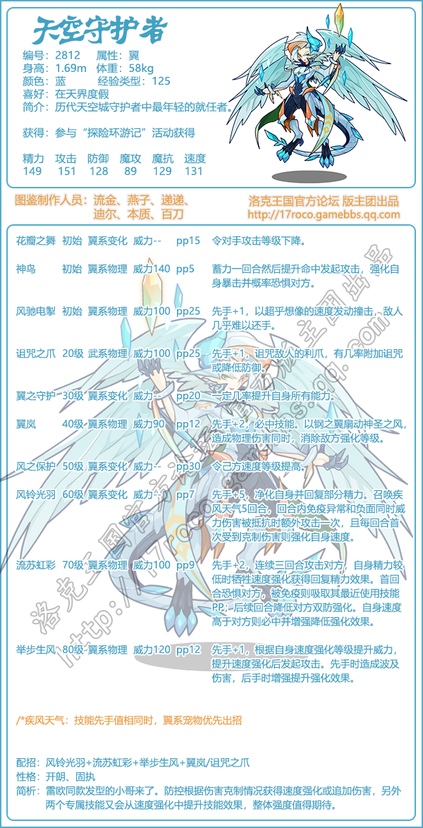 洛克王国天空守护者技能搭配_洛克王国天空守护者技能表