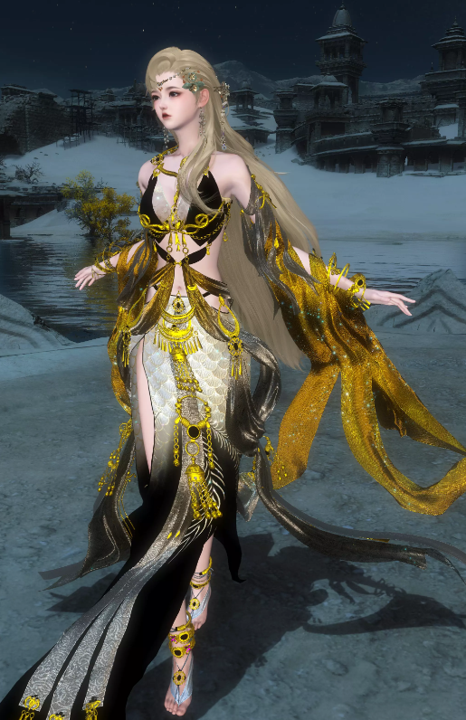 逆水寒巴蛇时装染色黑金巴蛇分享4