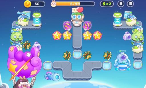 保卫萝卜4太空穿越第54关怎么过?9