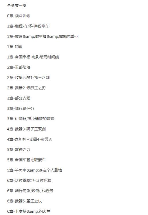 最终幻想15亚丹篇一共几章?1