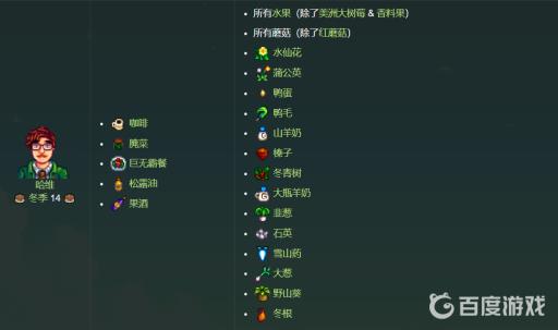 星露谷物语各人物喜欢的东西是什么?4