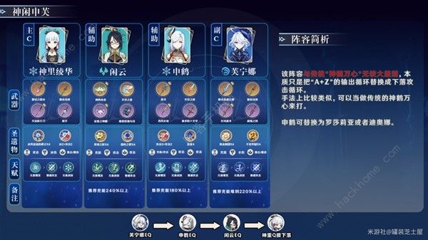 原神闲云元素队怎么搭配4