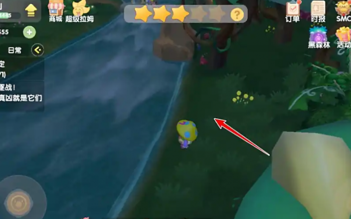 摩尔庄园黑森林钓鱼怎么进去2