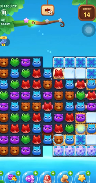 开心消消乐1032隐藏关怎么过3