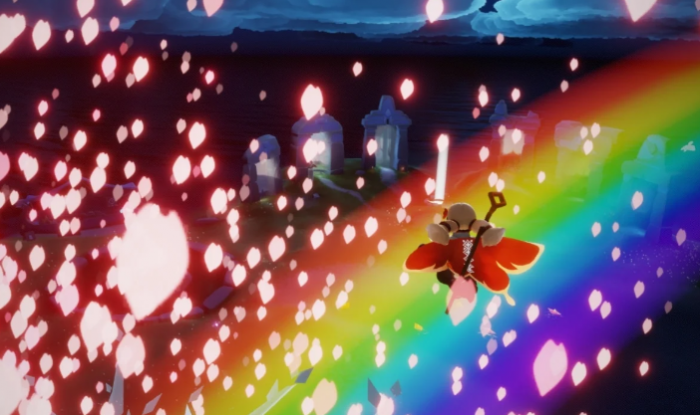 光遇怎么在樱花树下放彩虹3