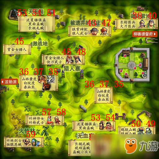 《热血江湖》怪物分布和高手怪分布图